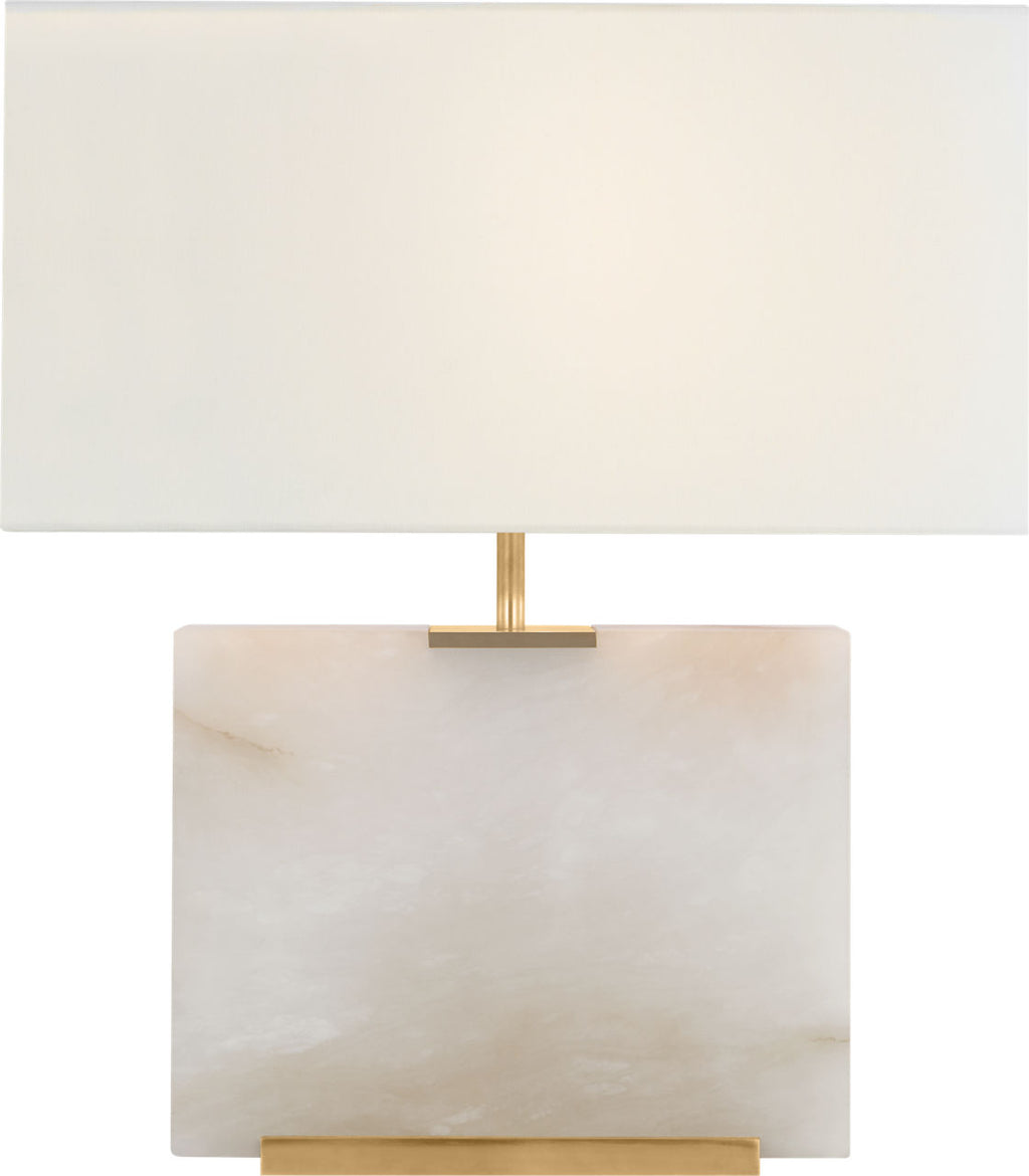 Matero Medium Table Lamp | Alabaster | Linen Shade