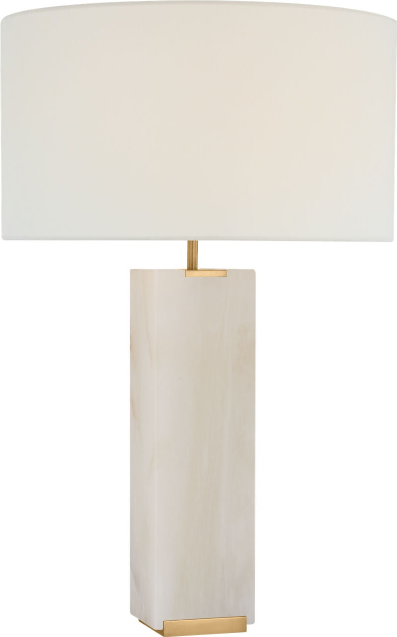 Matero Tall Table Lamp | Alabaster | Linen Shade