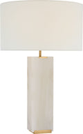 Matero Tall Table Lamp | Alabaster | Linen Shade