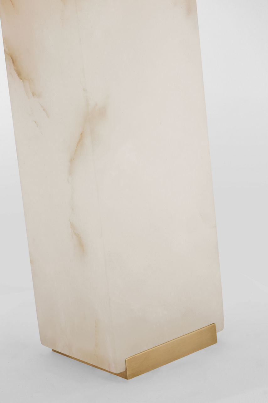 Matero Tall Table Lamp | Alabaster | Linen Shade