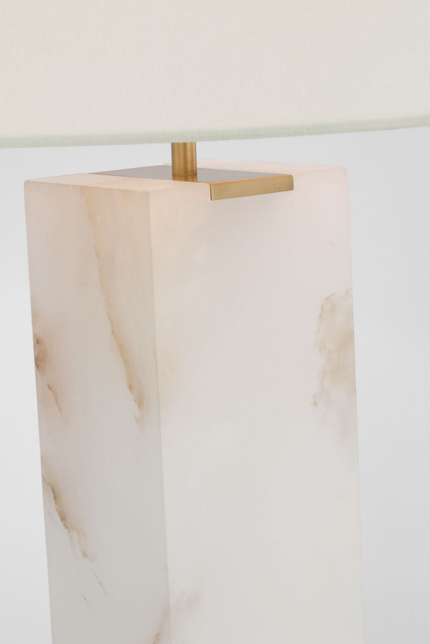 Matero Tall Table Lamp | Alabaster | Linen Shade