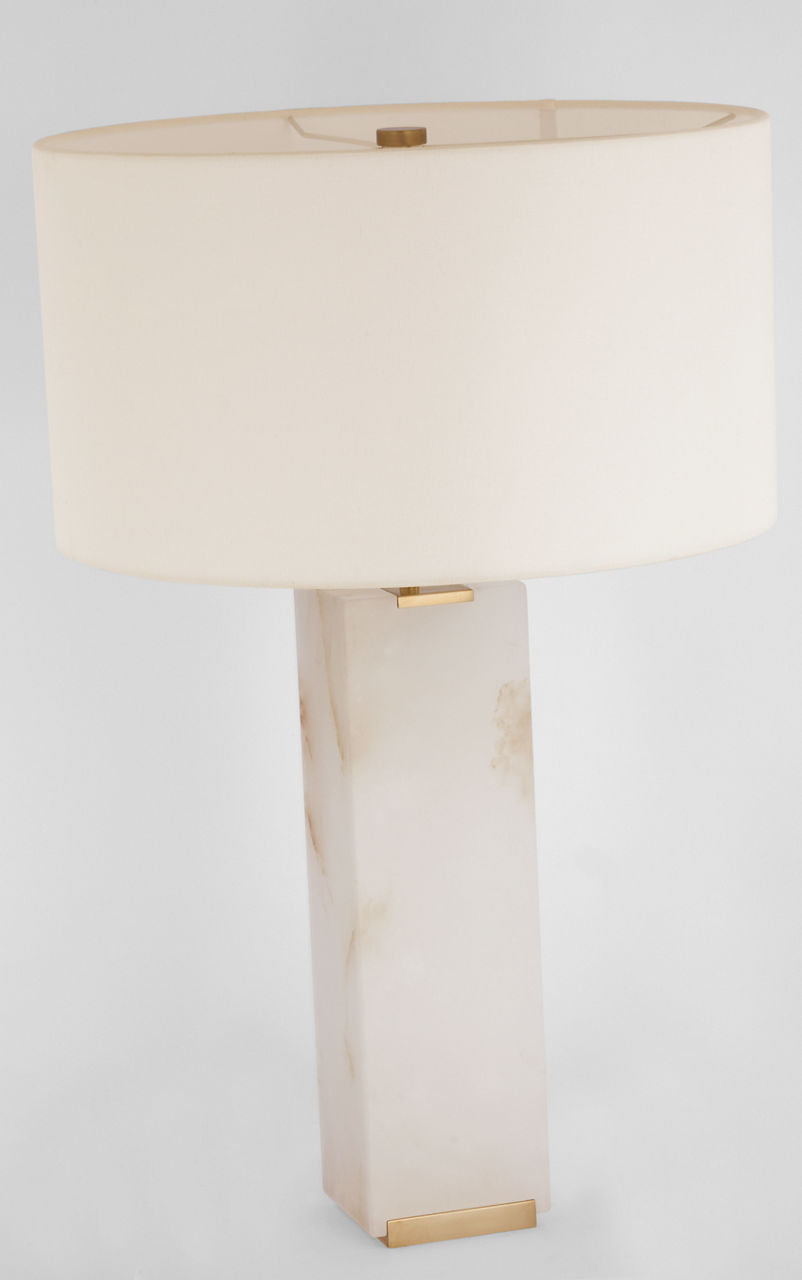 Matero Tall Table Lamp | Alabaster | Linen Shade