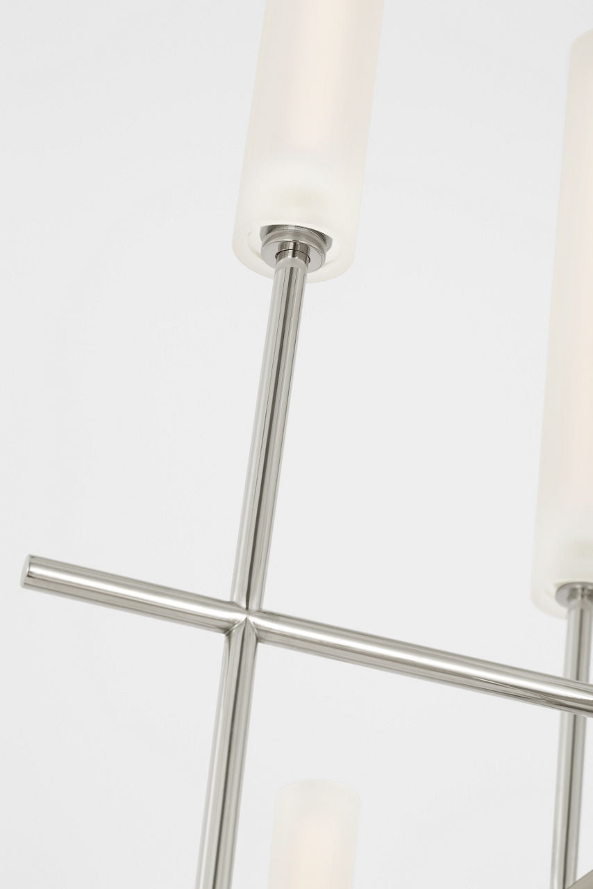 Fay 32" Chandelier | Polished Nickel | Frosted Glass
