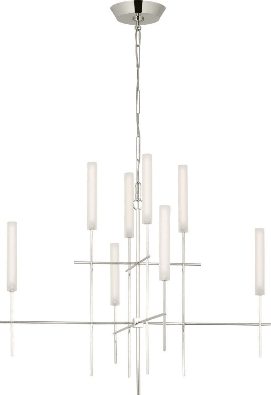 Fay 32" Chandelier | Polished Nickel | Frosted Glass