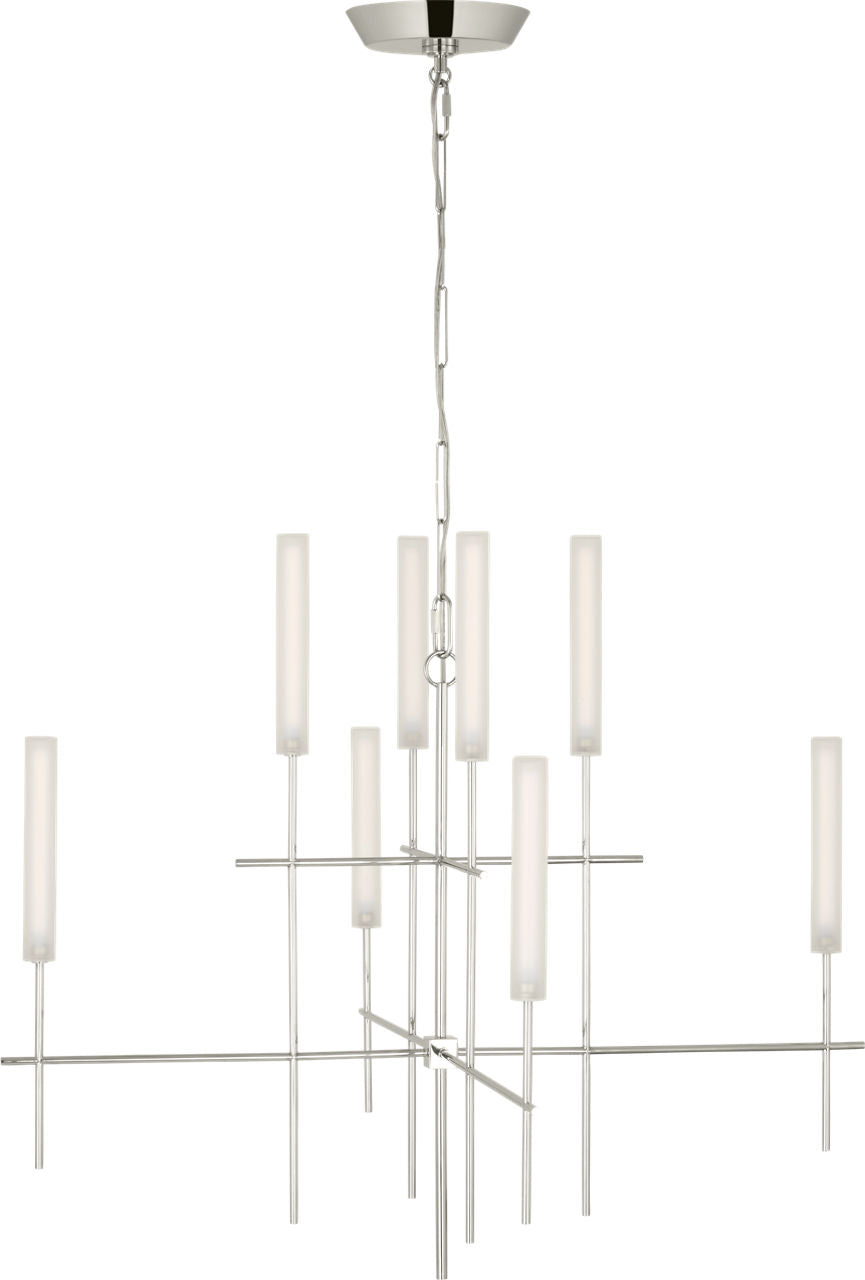Fay 32" Chandelier | Polished Nickel | Frosted Glass