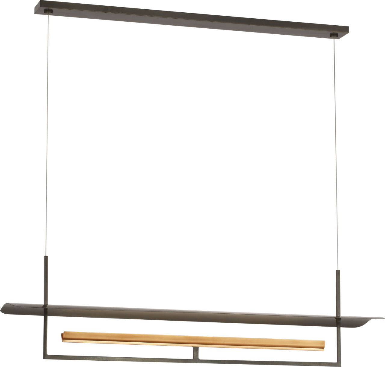 Tristan 54" Reflector Linear Chandelier | Bronze and Hand-Rubbed Antique Brass