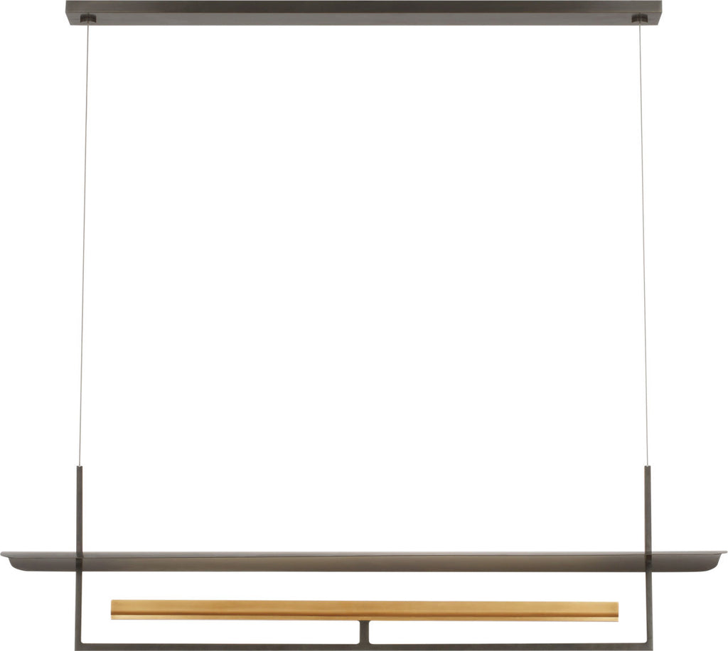 Tristan 54" Reflector Linear Chandelier | Bronze and Hand-Rubbed Antique Brass
