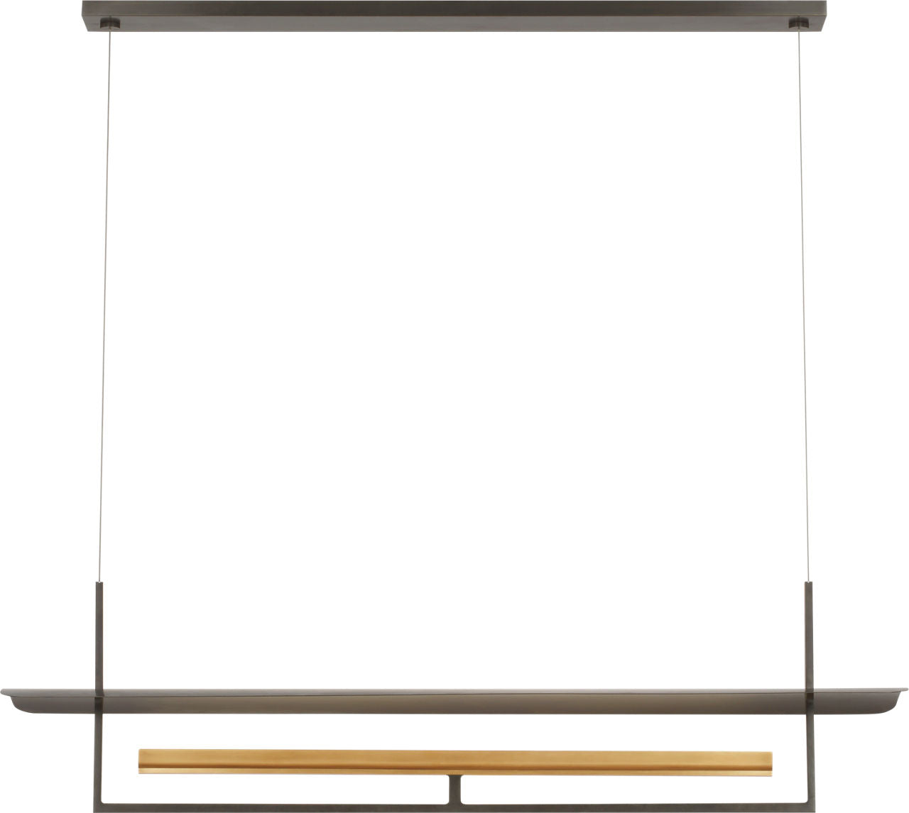 Tristan 54" Reflector Linear Chandelier | Bronze and Hand-Rubbed Antique Brass