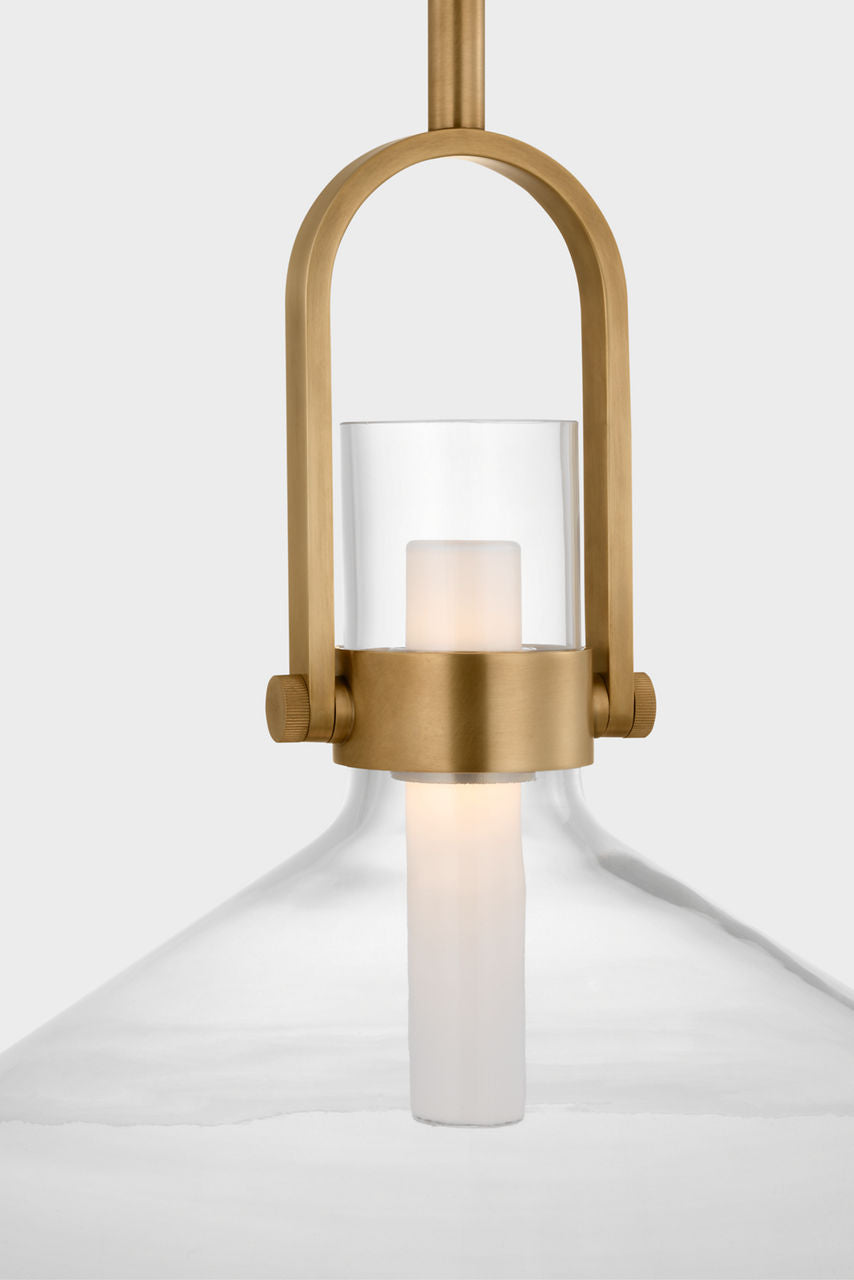 Larkin 18" Empire Pendant | Hand-Rubbed Antique Brass | Clear Glass