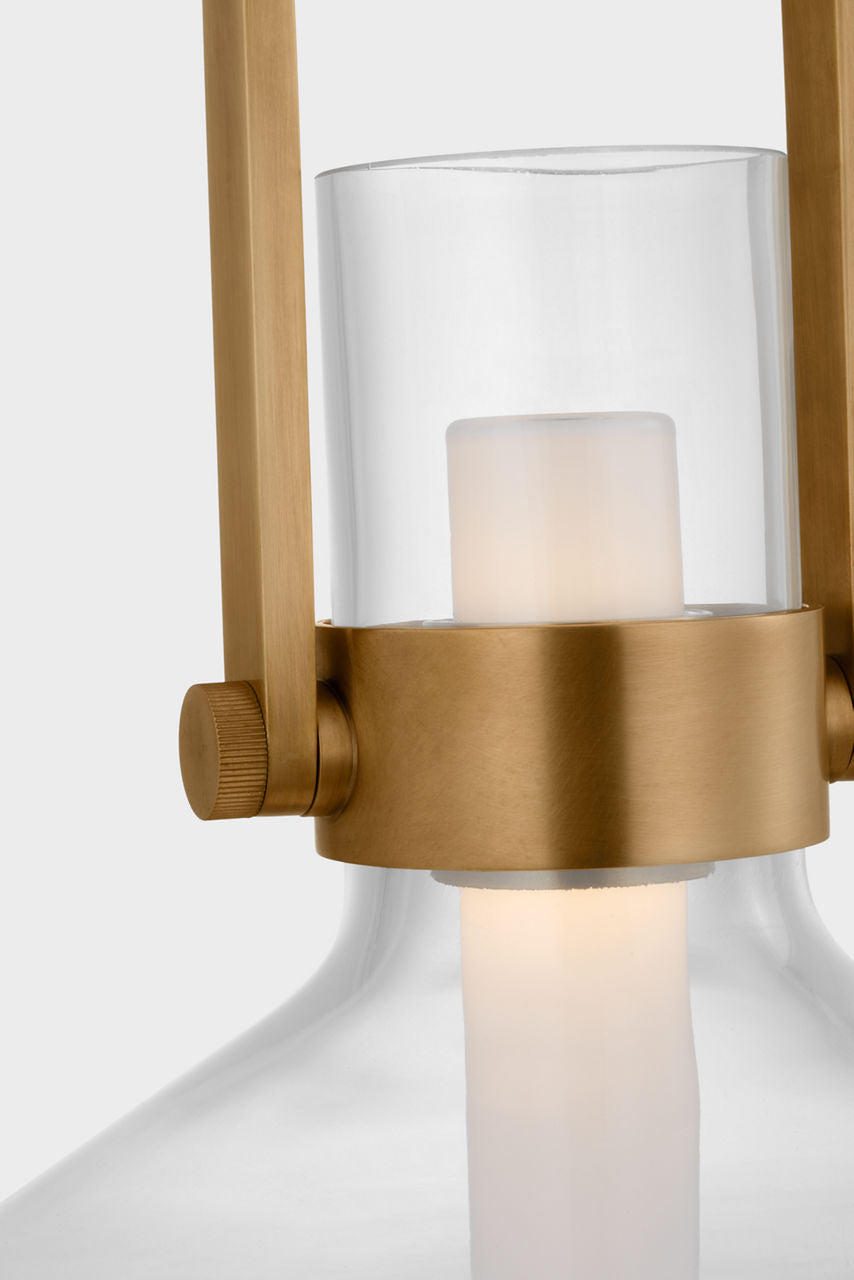 Larkin 18" Empire Pendant | Hand-Rubbed Antique Brass | Clear Glass