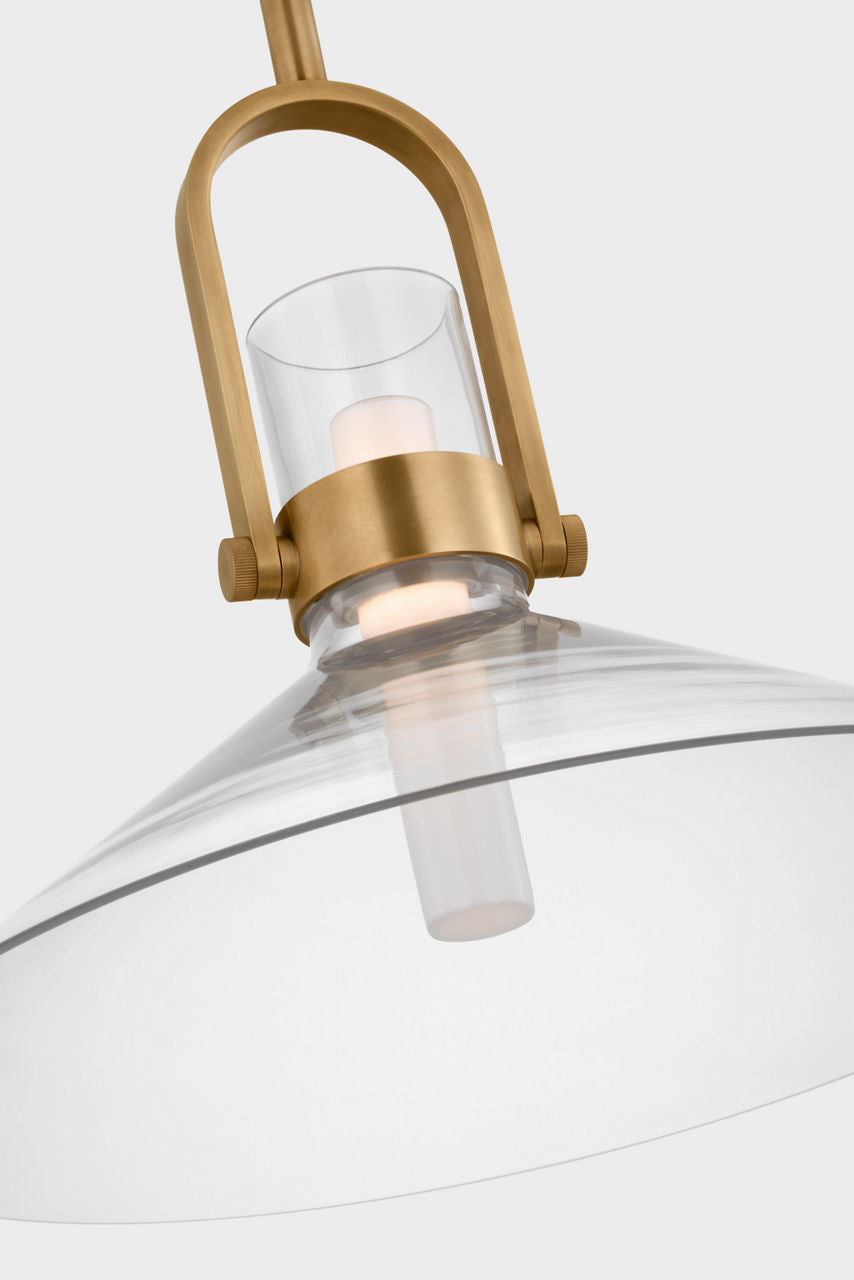 Larkin 18" Empire Pendant | Hand-Rubbed Antique Brass | Clear Glass