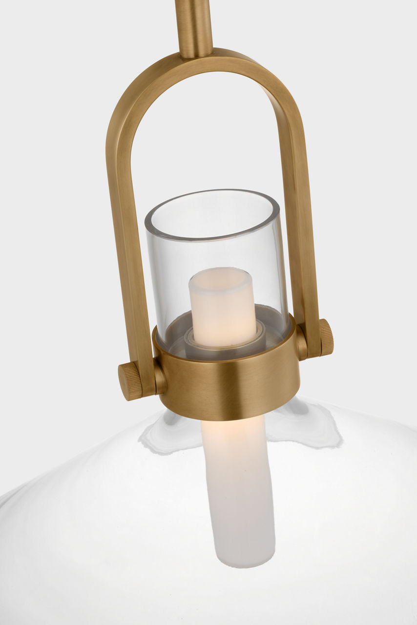 Larkin 18" Empire Pendant | Hand-Rubbed Antique Brass | Clear Glass