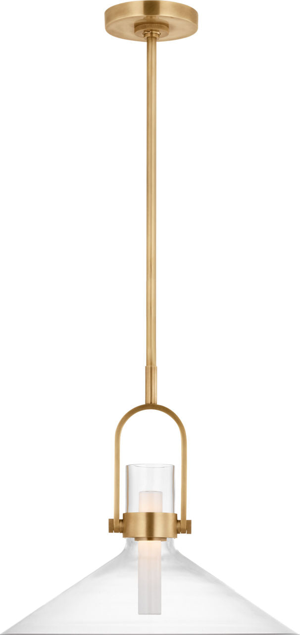 Larkin 18" Empire Pendant | Hand-Rubbed Antique Brass | Clear Glass