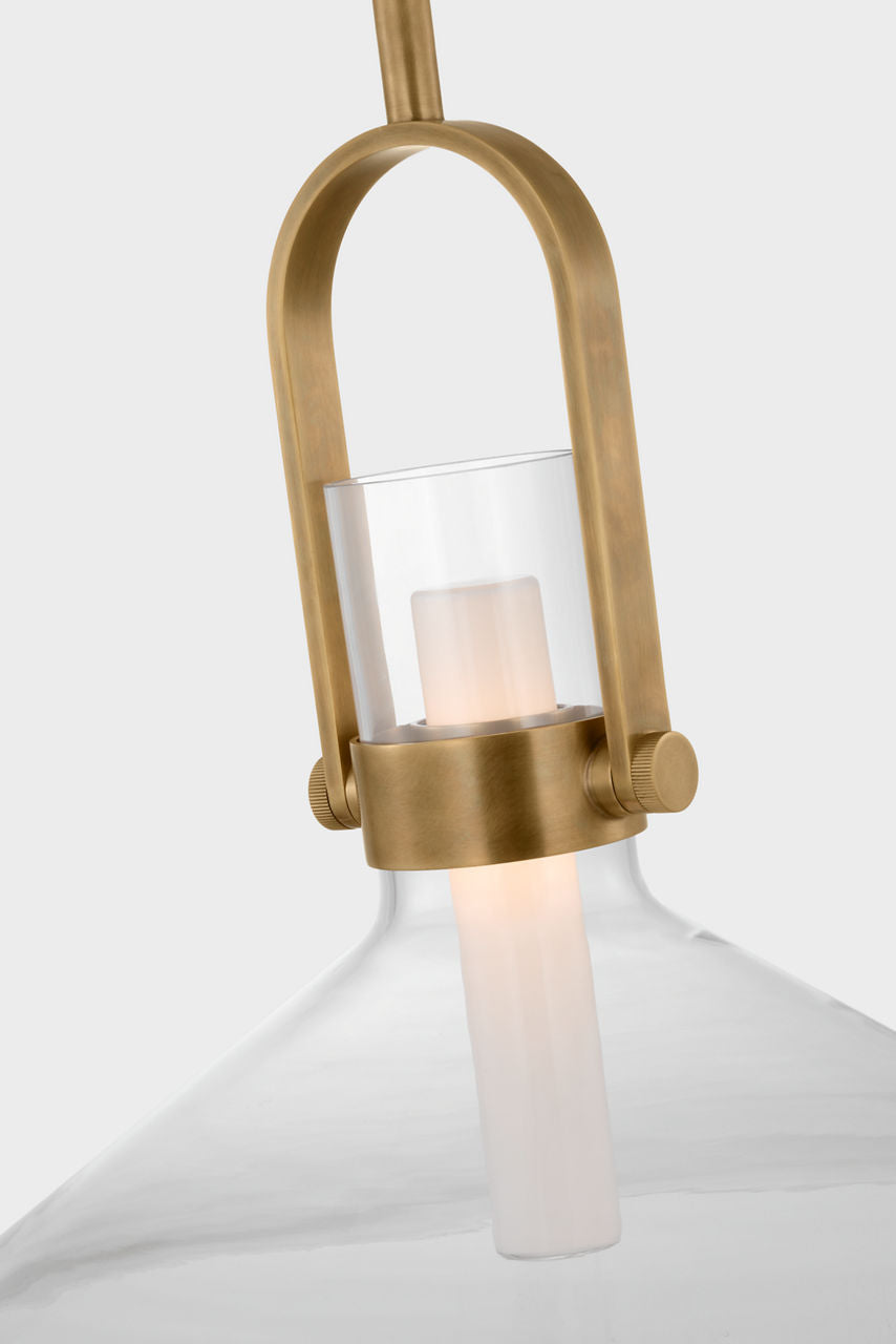Larkin 24" Empire Pendant | Hand-Rubbed Antique Brass | Clear Glass