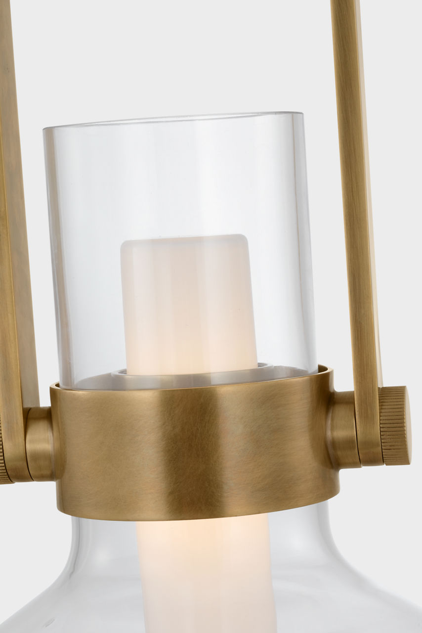 Larkin 24" Empire Pendant | Hand-Rubbed Antique Brass | Clear Glass