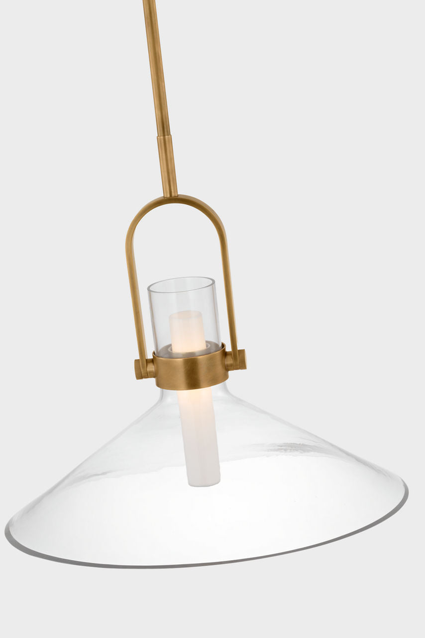 Larkin 24" Empire Pendant | Hand-Rubbed Antique Brass | Clear Glass