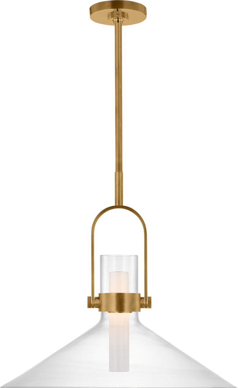 Larkin 24" Empire Pendant | Hand-Rubbed Antique Brass | Clear Glass