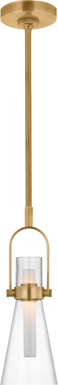 Larkin 5.5" Conical Pendant | Hand-Rubbed Antique Brass | Clear Glass