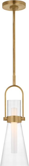 Larkin 7" Conical Pendant | Hand-Rubbed Antique Brass | Clear Glass