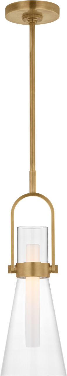 Larkin 7" Conical Pendant | Hand-Rubbed Antique Brass | Clear Glass