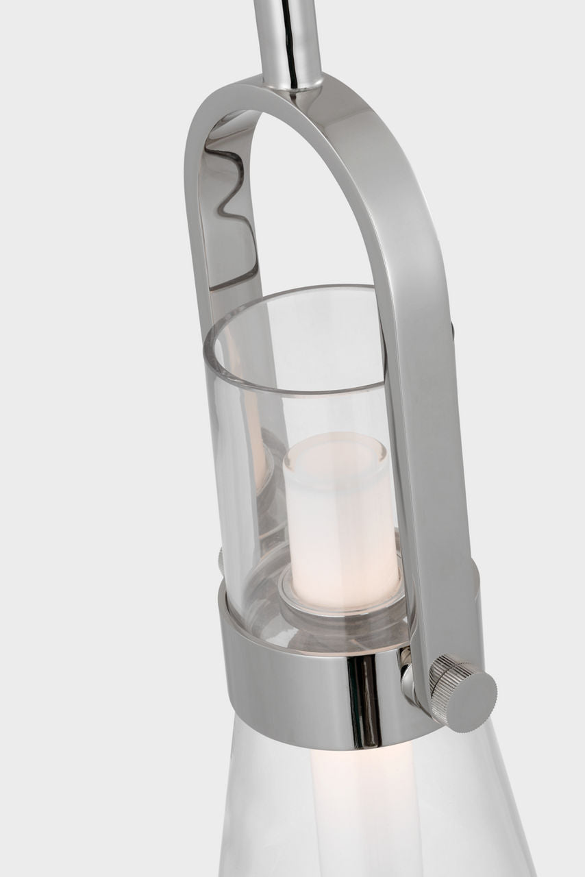 Larkin 7" Conical Pendant | Polished Nickel | Clear Glass