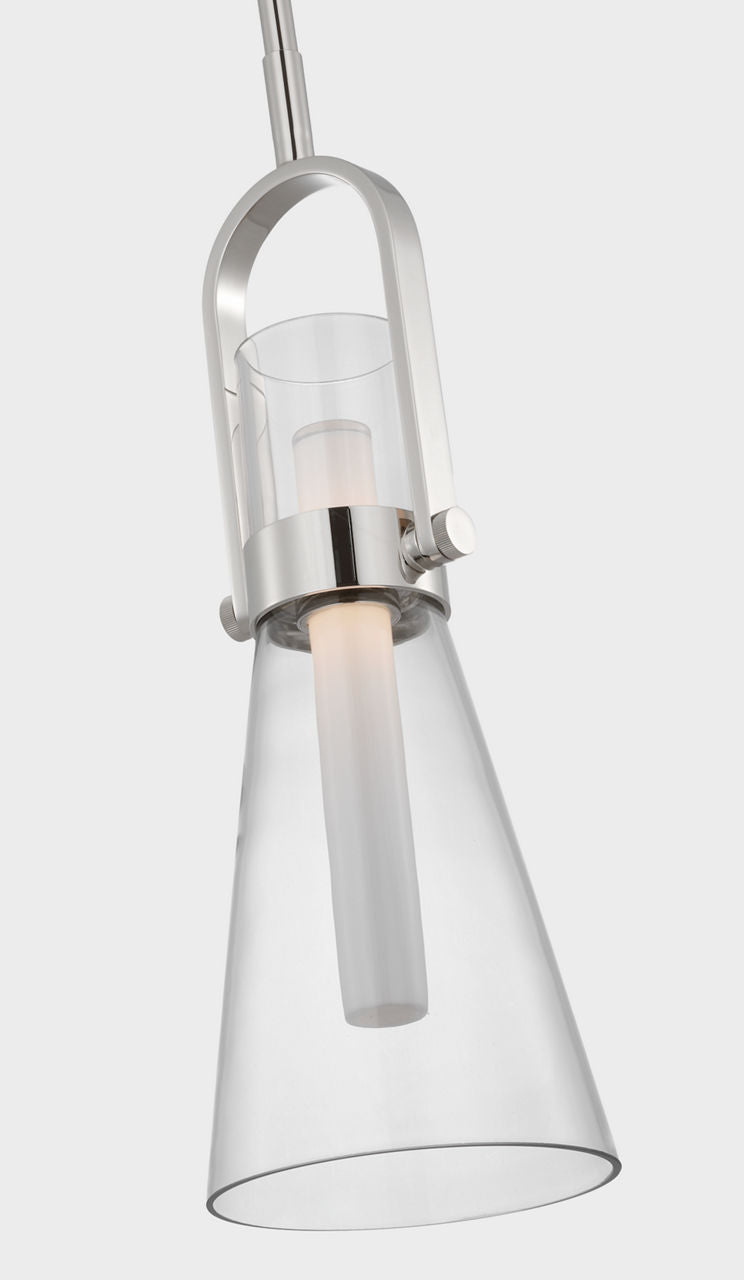 Larkin 7" Conical Pendant | Polished Nickel | Clear Glass