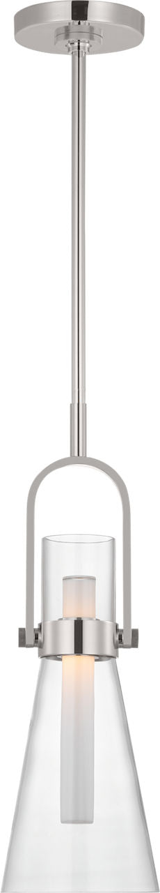 Larkin 7" Conical Pendant | Polished Nickel | Clear Glass