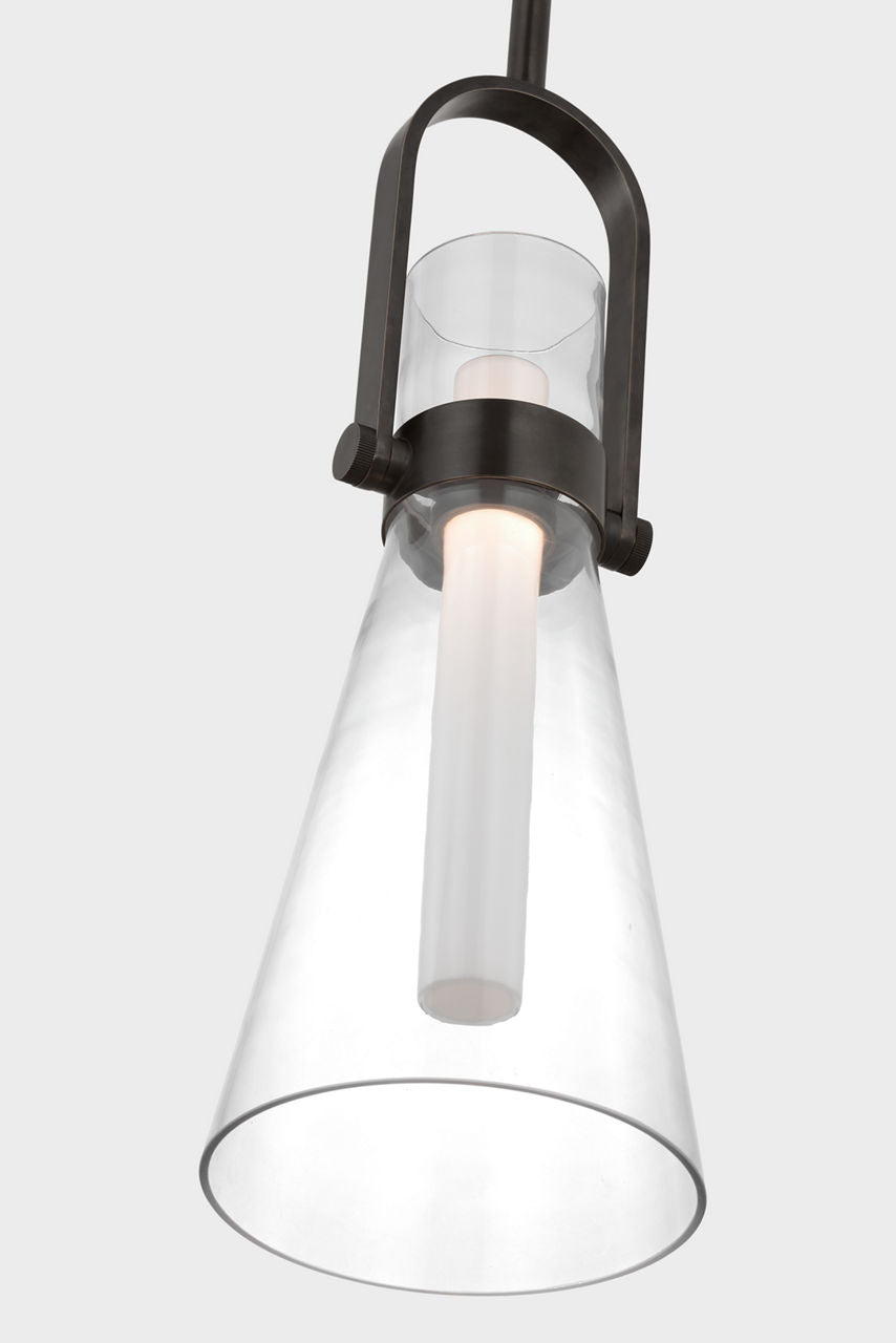Larkin 9" Conical Pendant | Bronze | Clear Glass