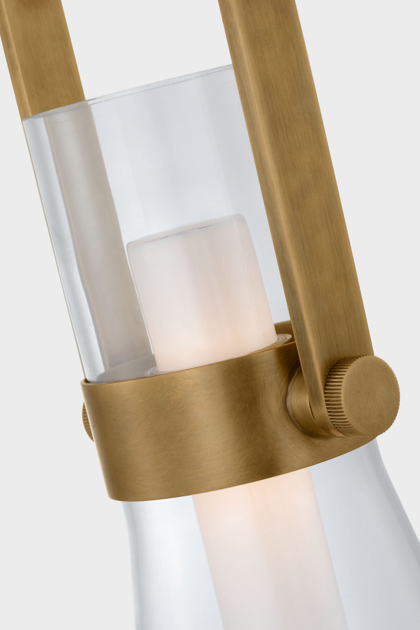 Larkin 9" Conical Pendant | Hand-Rubbed Antique Brass | Clear Glass