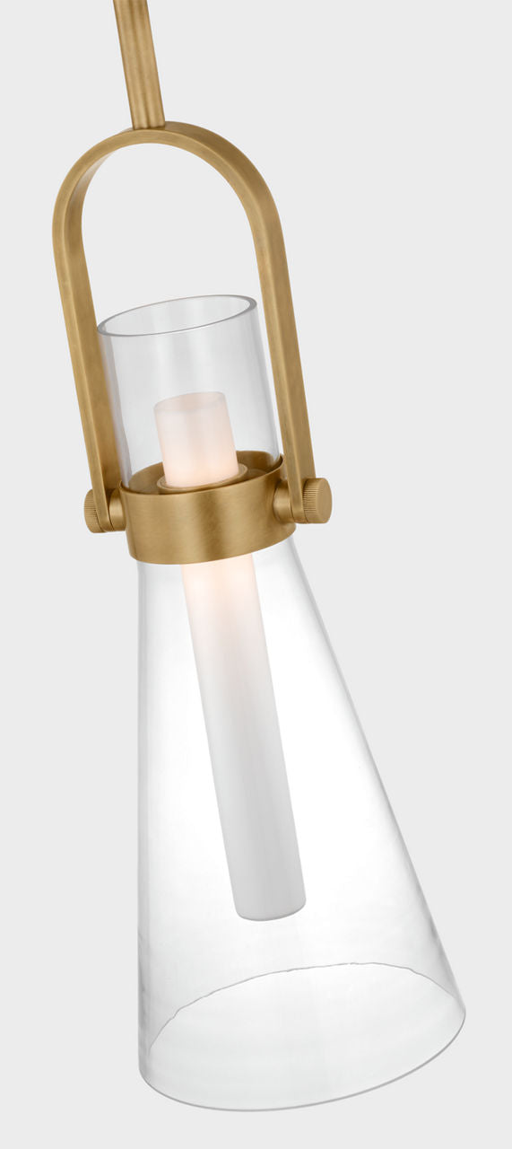 Larkin 9" Conical Pendant | Hand-Rubbed Antique Brass | Clear Glass