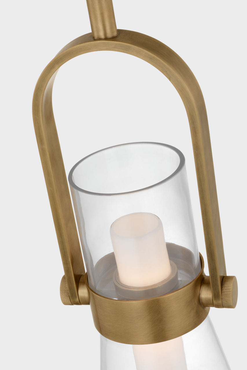 Larkin 9" Conical Pendant | Hand-Rubbed Antique Brass | Clear Glass
