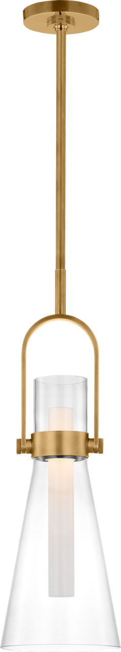 Larkin 9" Conical Pendant | Hand-Rubbed Antique Brass | Clear Glass
