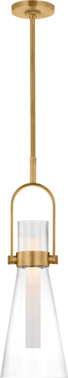 Larkin 9" Conical Pendant | Hand-Rubbed Antique Brass | Clear Glass
