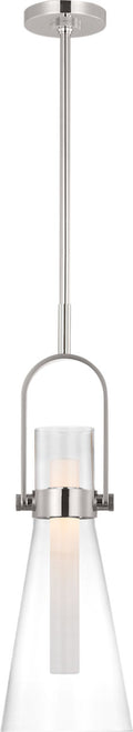 Larkin 9" Conical Pendant | Polished Nickel | Clear Glass