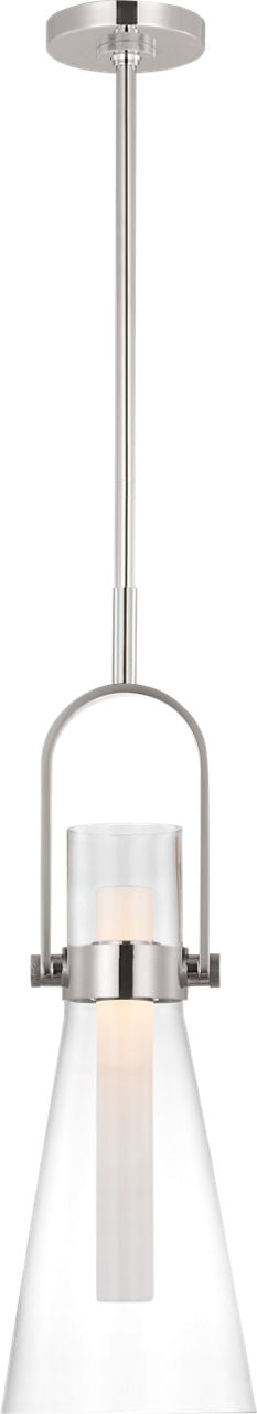 Larkin 9" Conical Pendant | Polished Nickel | Clear Glass