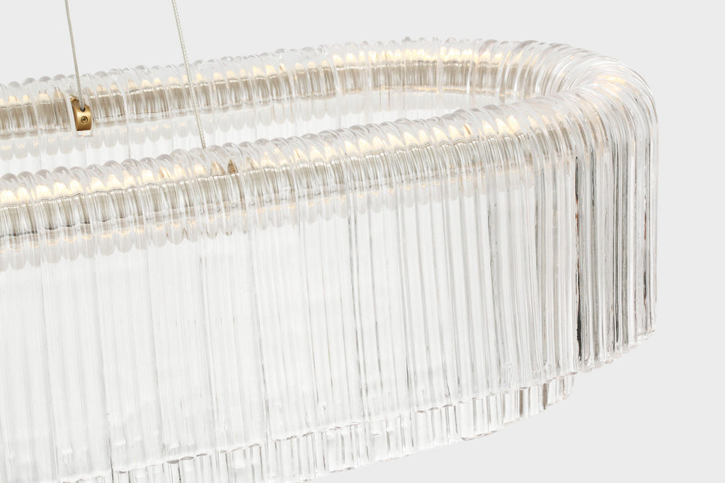 Maderno 55" Linear Chandelier | Hand-Rubbed Antique Brass | Clear Glass