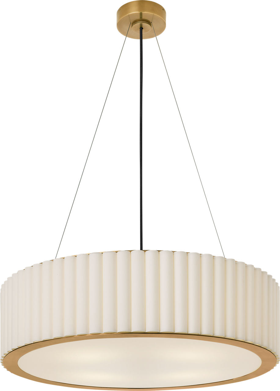 Palati Large Hanging Shade | Hand-Rubbed Antique Brass | Linen Shade