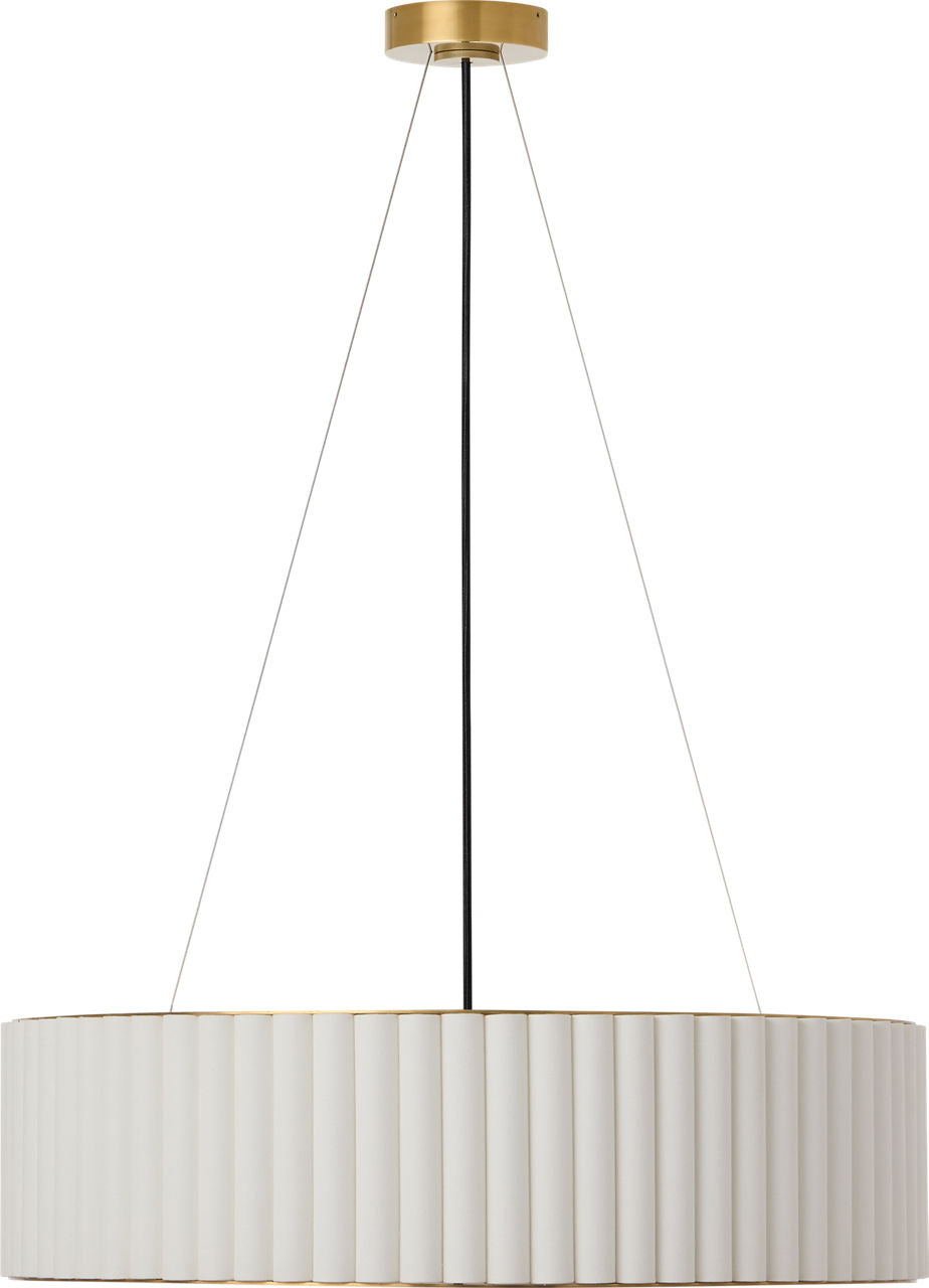 Palati Large Hanging Shade | Hand-Rubbed Antique Brass | Linen Shade