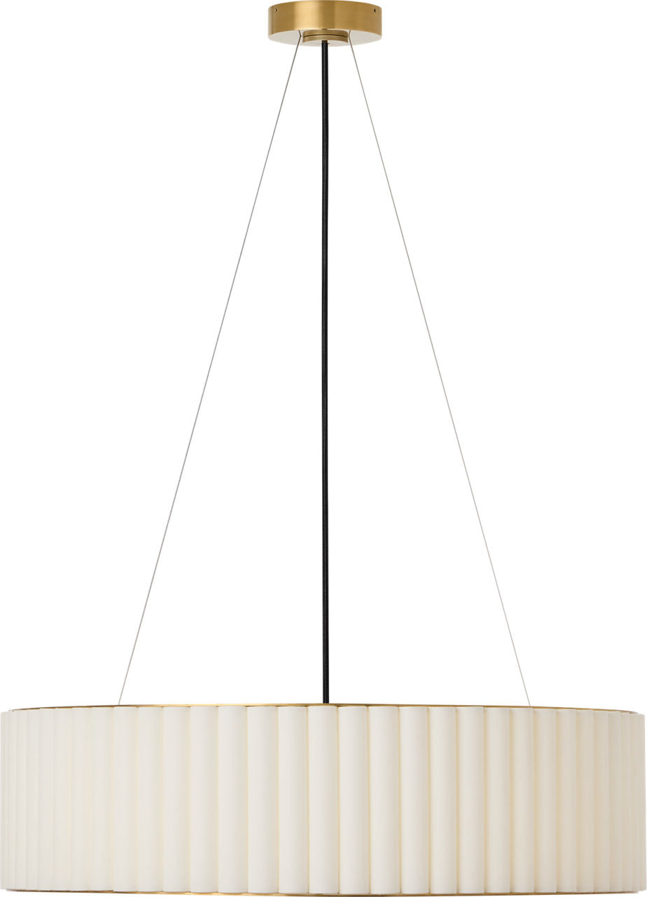 Palati Large Hanging Shade | Hand-Rubbed Antique Brass | Linen Shade