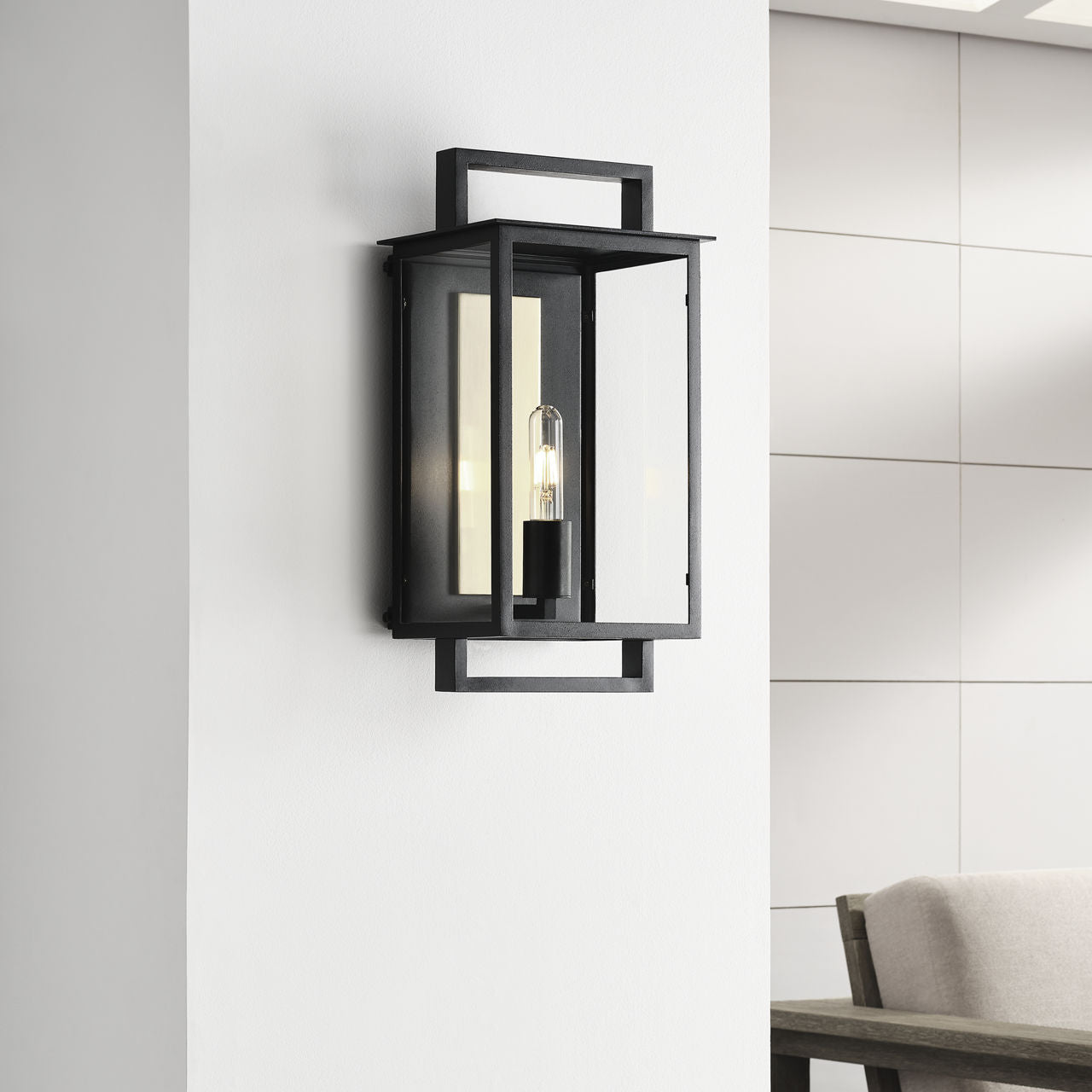 Halle Medium Wall Lantern | Aged Iron | Clear Glass