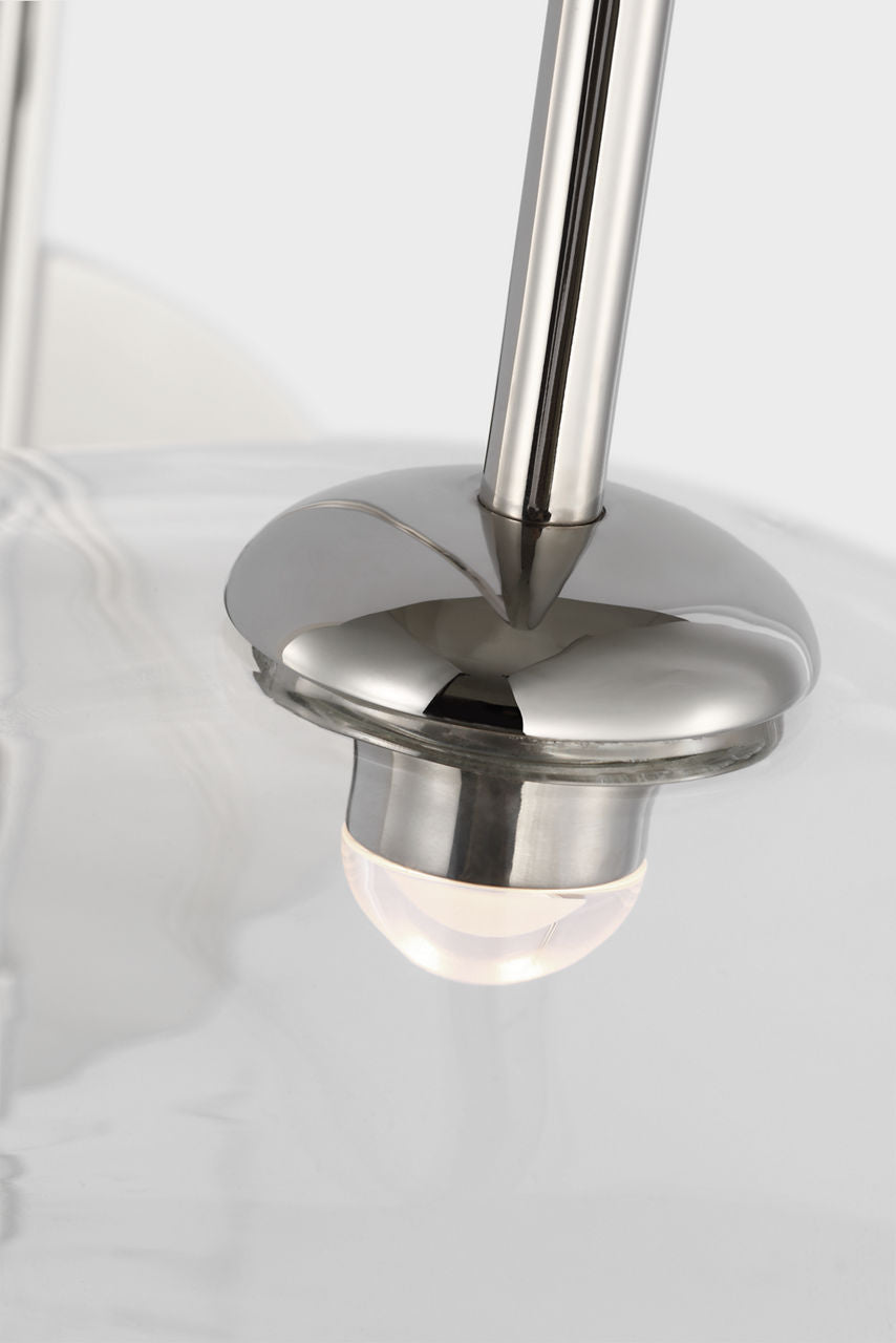 Calvino Arched Single Sconce | Polished Nickel | Clear Glass