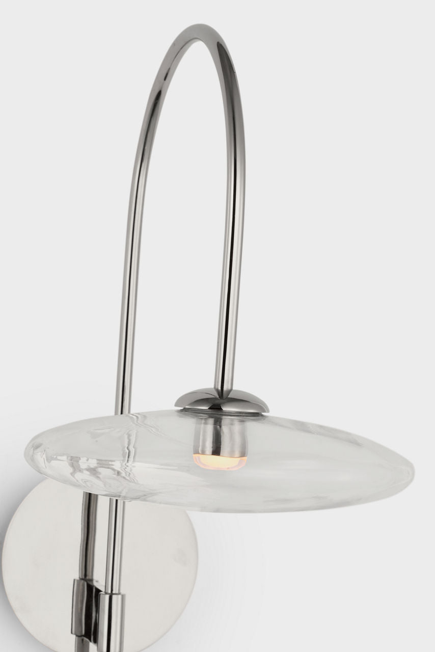 Calvino Arched Single Sconce | Polished Nickel | Clear Glass