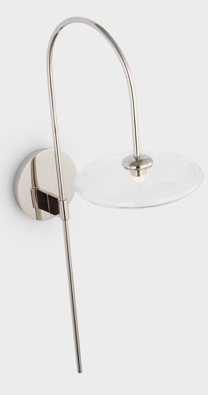 Calvino Arched Single Sconce | Polished Nickel | Clear Glass
