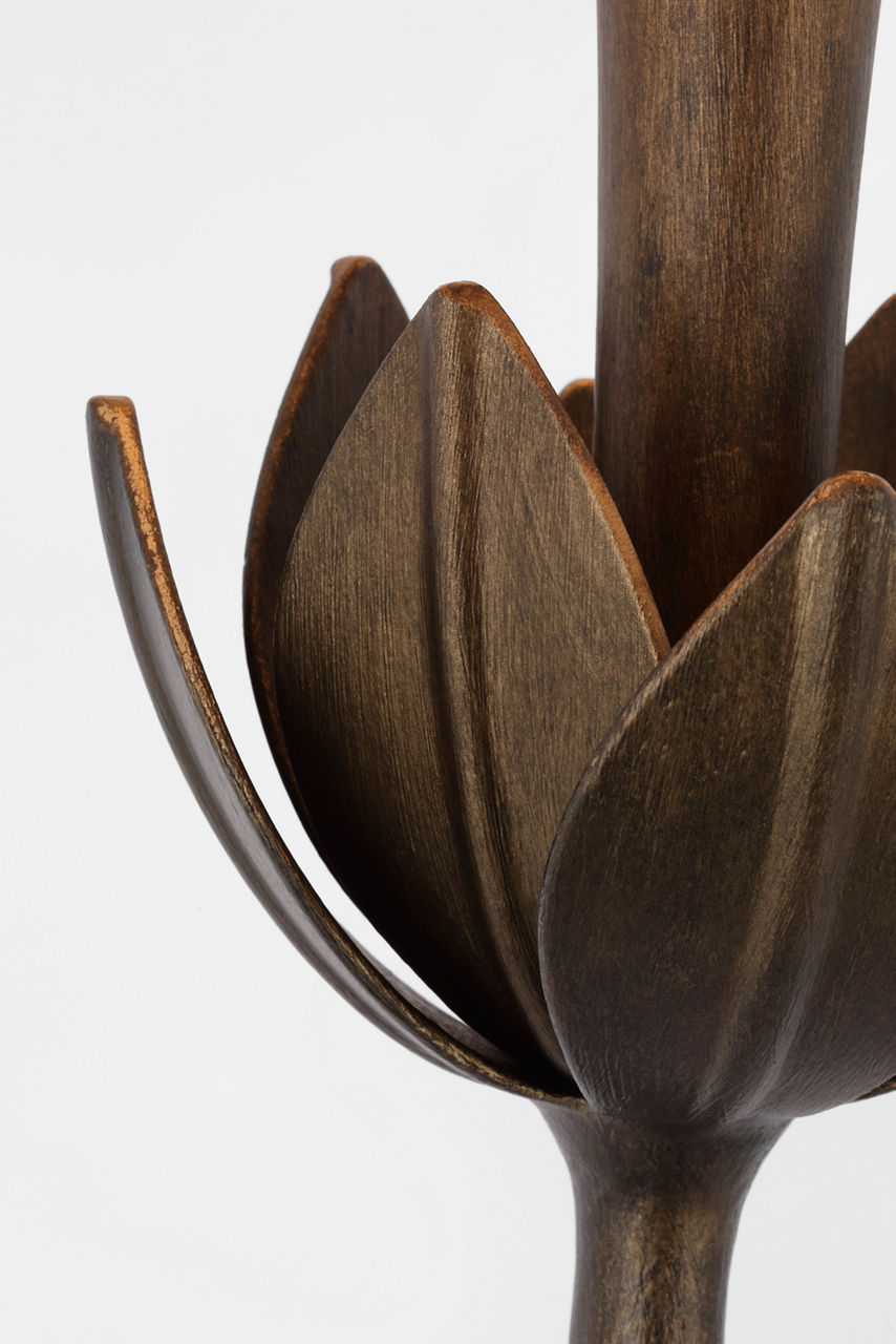 Alberto Large Floor Lamp | Antique Bronze Leaf | Linen Shade