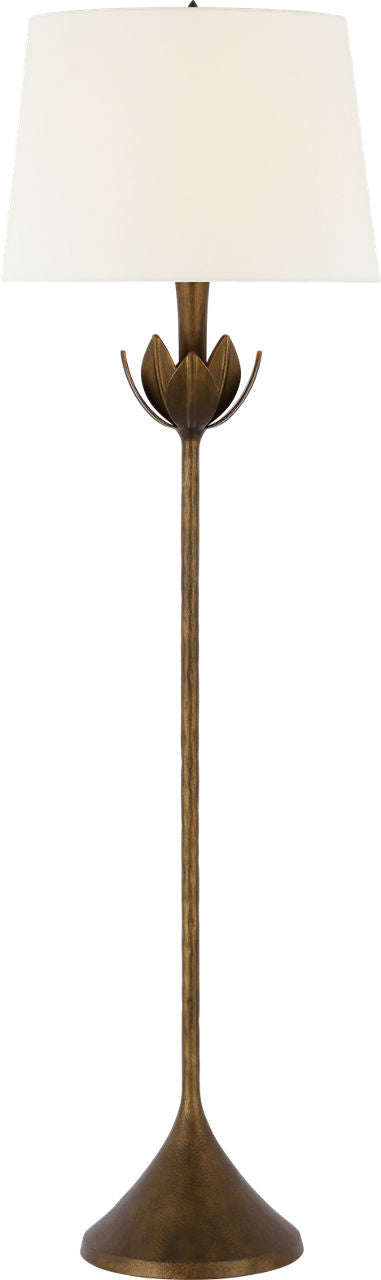 Alberto Large Floor Lamp | Antique Bronze Leaf | Linen Shade