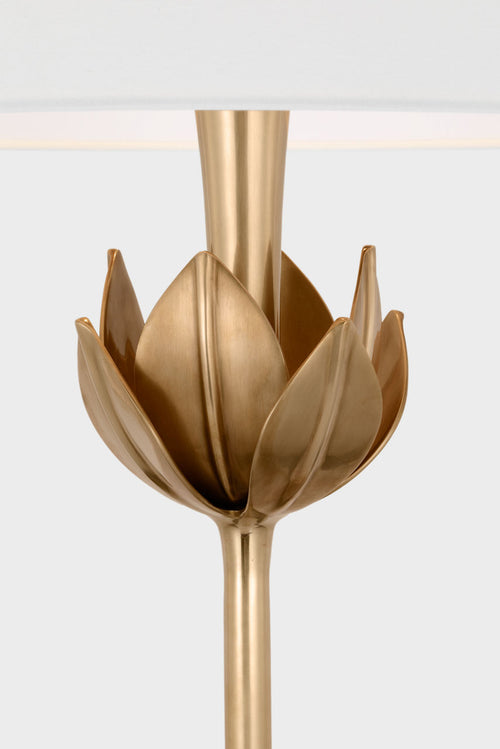 Alberto Large Floor Lamp | Antique-Burnished Brass | Linen Shade