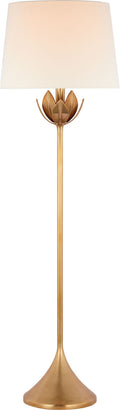 Alberto Large Floor Lamp | Antique-Burnished Brass | Linen Shade