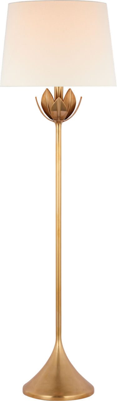 Alberto Large Floor Lamp | Antique-Burnished Brass | Linen Shade