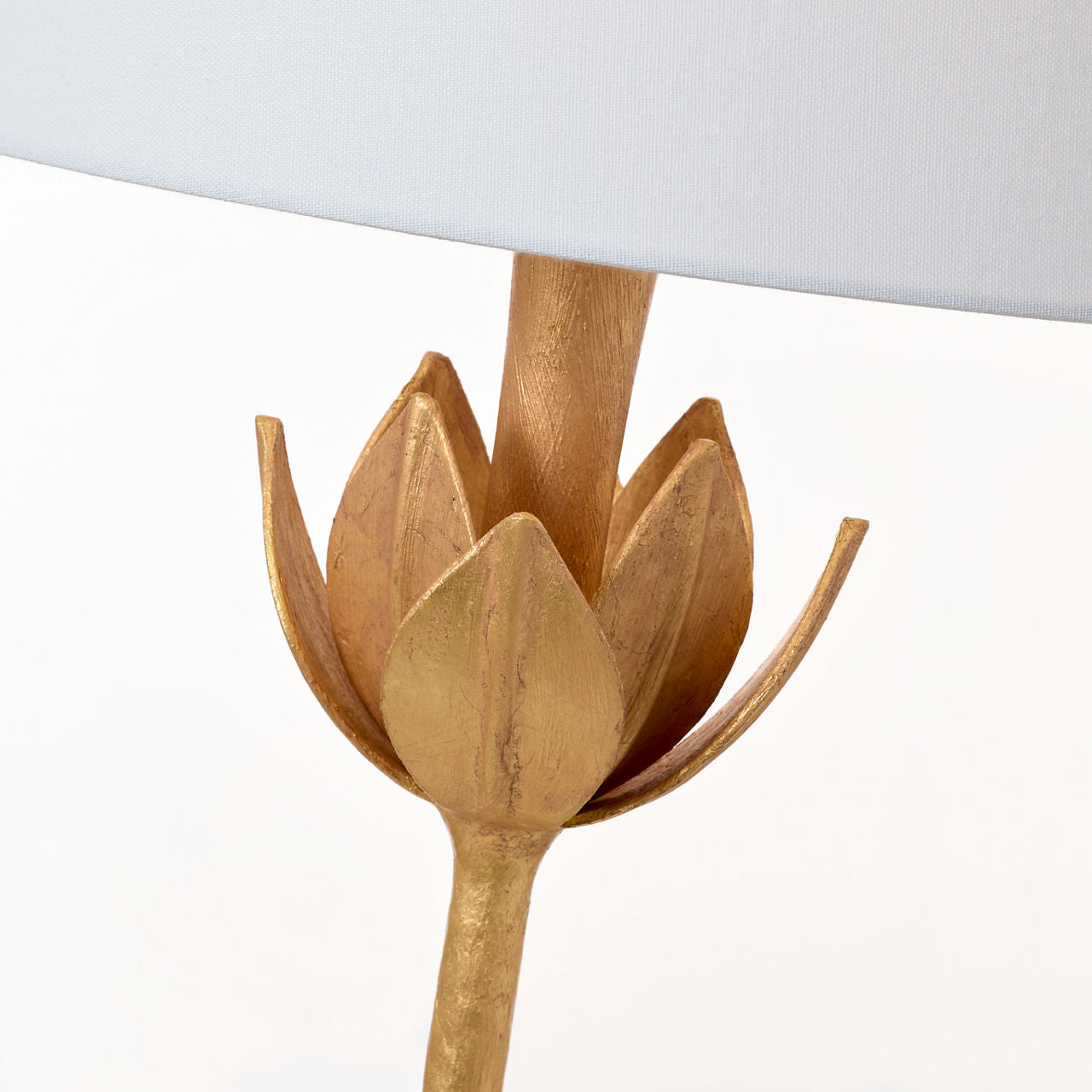 Alberto Large Floor Lamp | Antique Gold Leaf | Linen Shade