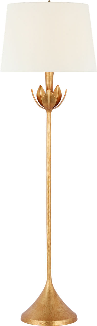 Alberto Large Floor Lamp | Antique Gold Leaf | Linen Shade